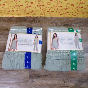 Live2Lounge NWT Women’s 4-piece Pointelle Lounge Set Green (Iceberg Green) L, XL